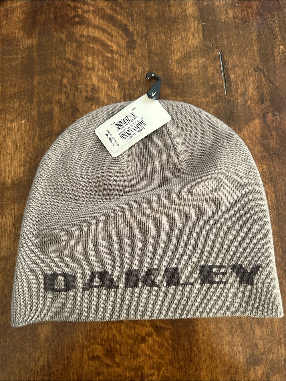 Oakley Kids Taupe Knit Beanie with Dark Logo